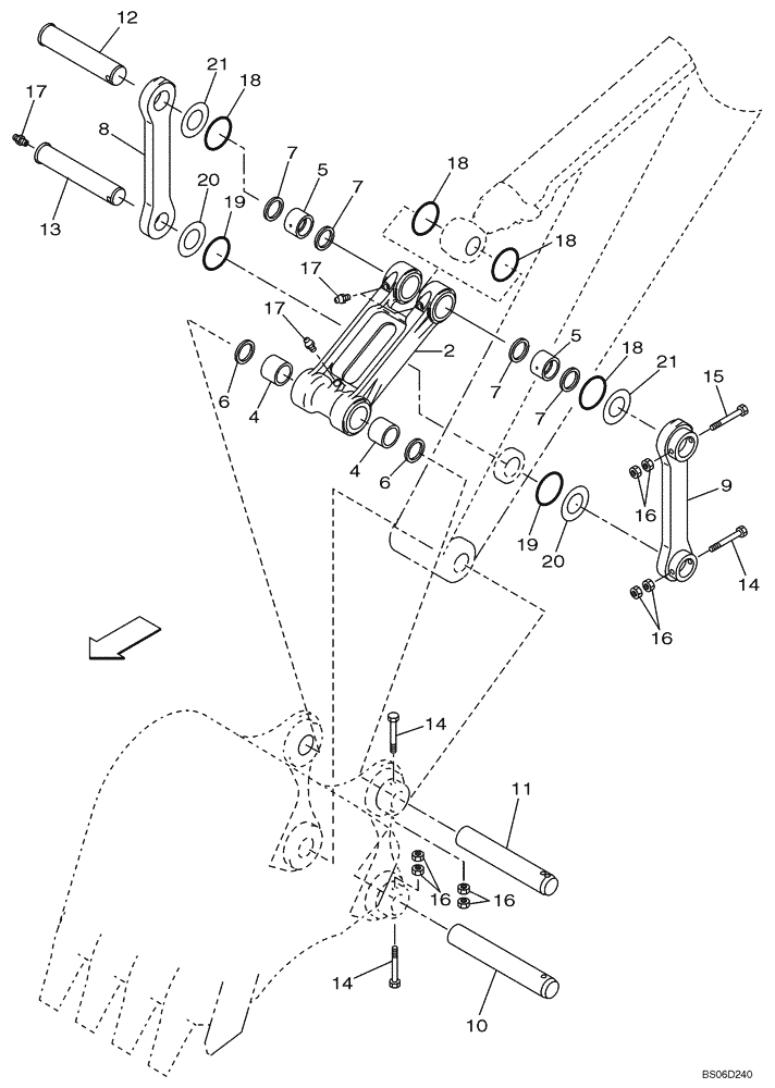 Схема запчастей Case CX330 - (09-300-00[01]) - BUCKET LINKAGE, STANDARD (09) - CHASSIS