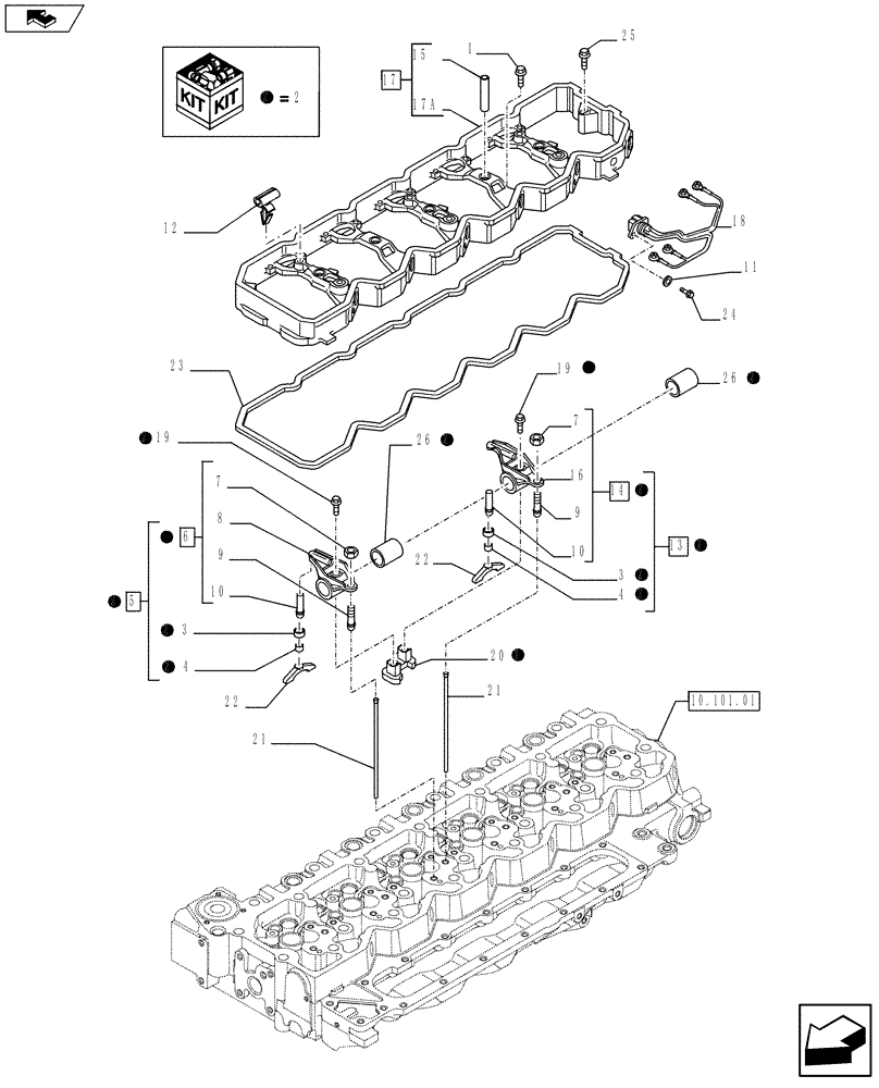 Схема запчастей Case F4DFE6132 A002 - (10.106.02) - ROCKER SHAFT (2852429) (10) - ENGINE