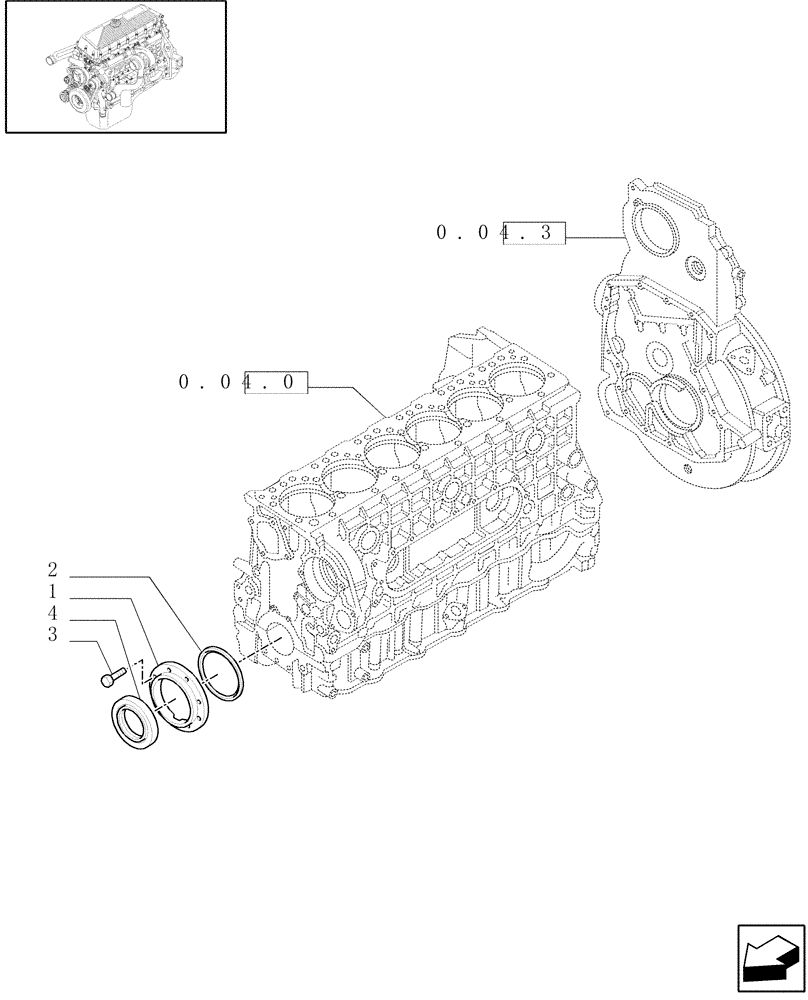 Схема запчастей Case F3AE0684G B001 - (0.04.3/ 1[01]) - ENGINE BLOCK FRONT COVER (500308638) 