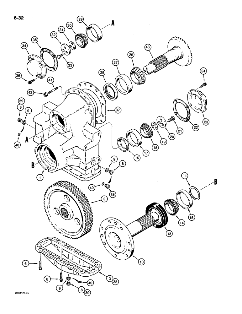 Схема запчастей Case 550 - (6-32) - TRANSMISSION FINAL DRIVE, 53 INCH GAUGE LONG TRACK MODELS (06) - POWER TRAIN