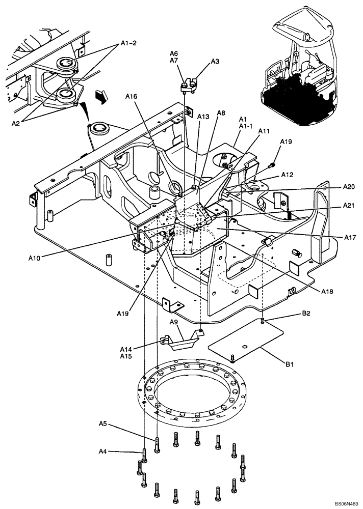 Схема запчастей Case CX17B - (01-001[00]) - FRAME ASSEMBLY, UPPER (PU52F00032F1) (PU24C00012F1 COVER) (39) - FRAMES AND BALLASTING