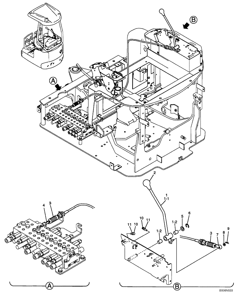 Схема запчастей Case CX17B - (01-028[00]) - LEVER ASSY, CONTROL (DOZER) (PU03M01308F1) (90) - PLATFORM, CAB, BODYWORK AND DECALS