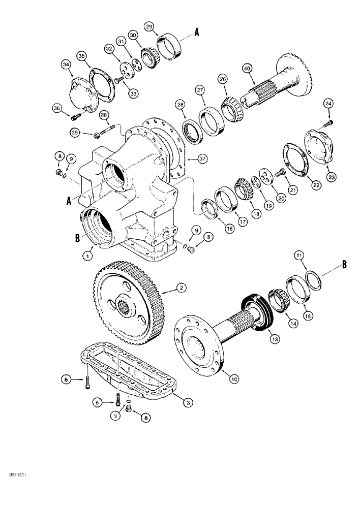 Схема запчастей Case 550G - (6-16) - TRANSMISSION ASSEMBLY, FINAL DRIVE, 53 INCH GAUGE LONG TRACK MODELS (03) - TRANSMISSION