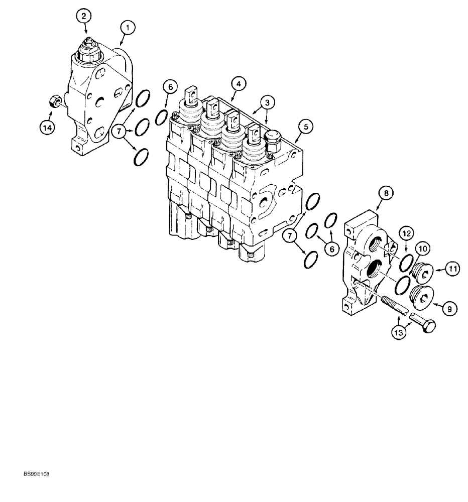 Схема запчастей Case 550G - (8-37A) - FOUR SPOOL CONTROL VALVE (07) - HYDRAULIC SYSTEM