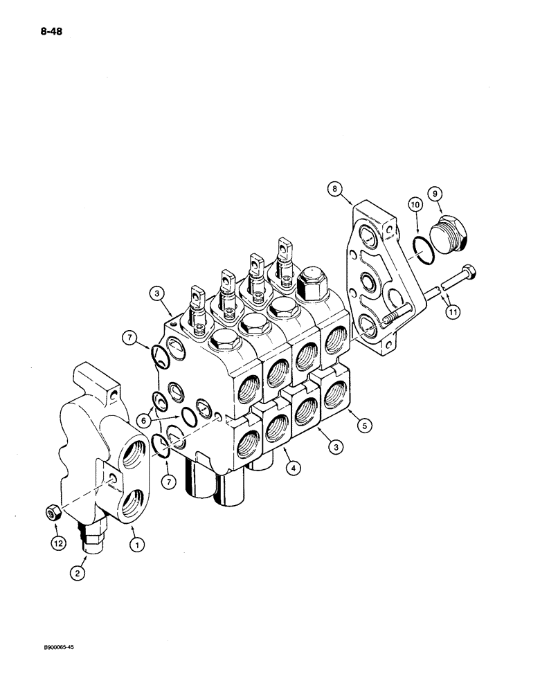 Схема запчастей Case 650 - (8-48) - FOUR SPOOL CONTROL VALVE (08) - HYDRAULICS