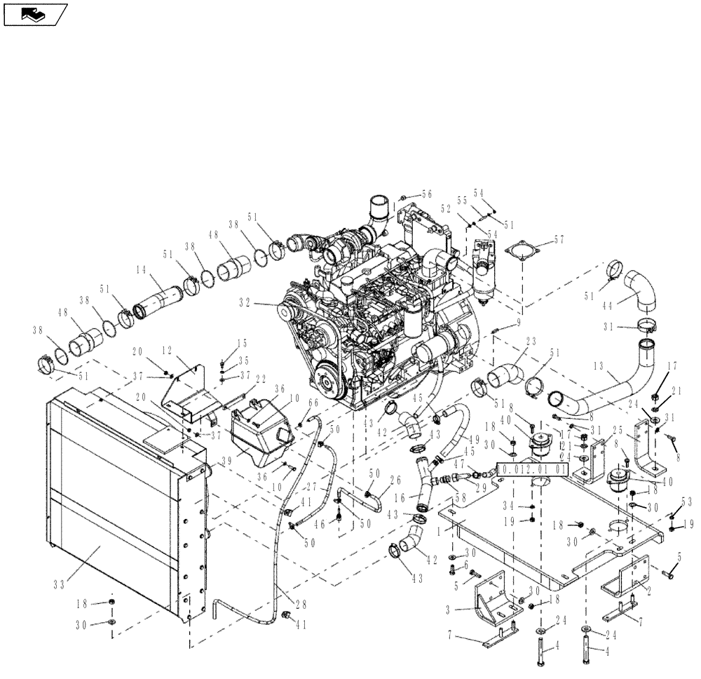 Схема запчастей Case PT240 - (10.012.01[02]) - ENGINE, MOUNTING - BSN NFNTN2769 (10) - ENGINE