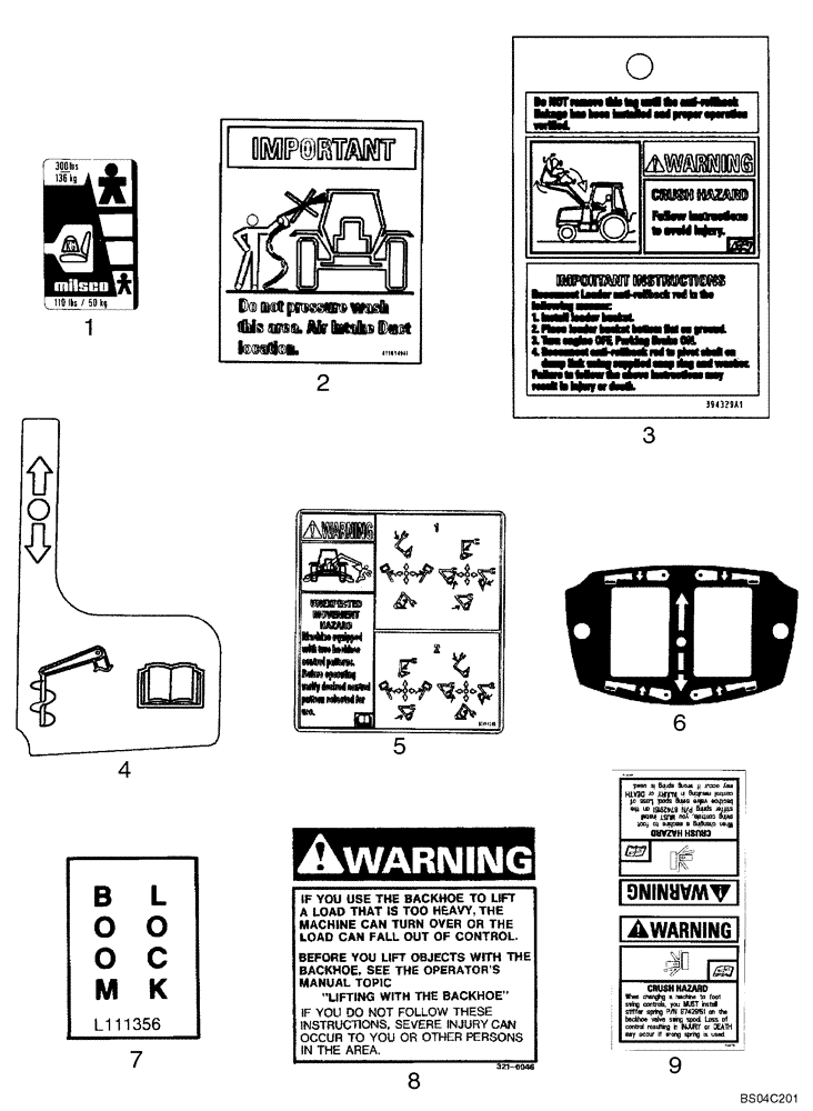 Схема запчастей Case 590SM - (09-73) - DECALS (09) - CHASSIS/ATTACHMENTS