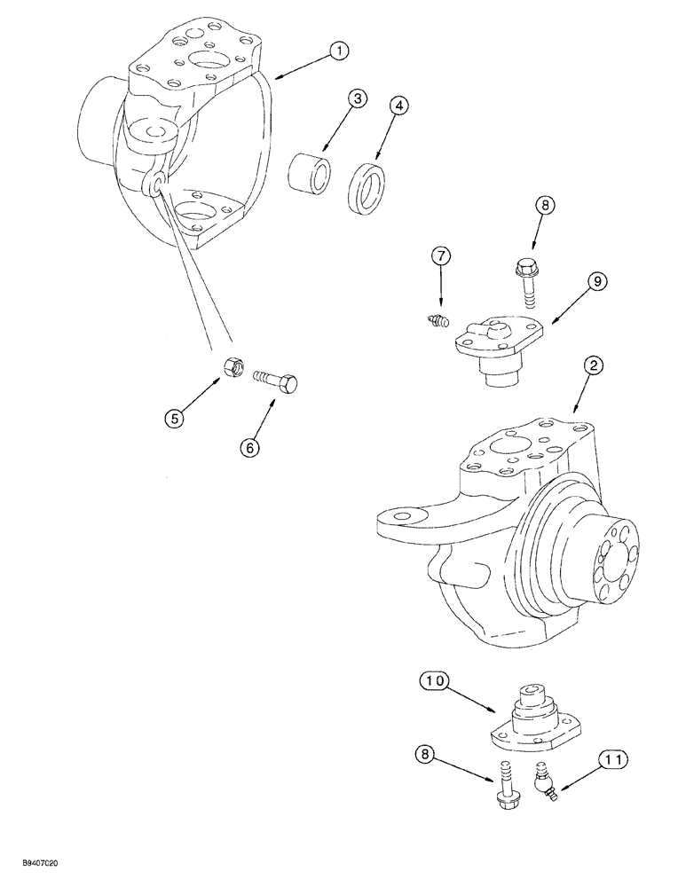 Схема запчастей Case 580SL - (6-06) - FRONT DRIVE AXLE, SWIVEL HOUSING (06) - POWER TRAIN