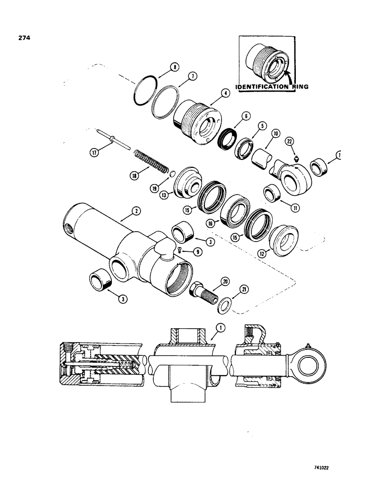 Схема запчастей Case 35 - (274) - G32096 BACKHOE SWING CYLINDER, WITH FEMALE TRUNNION BUSHINGS & TWO PIECE PISTON 