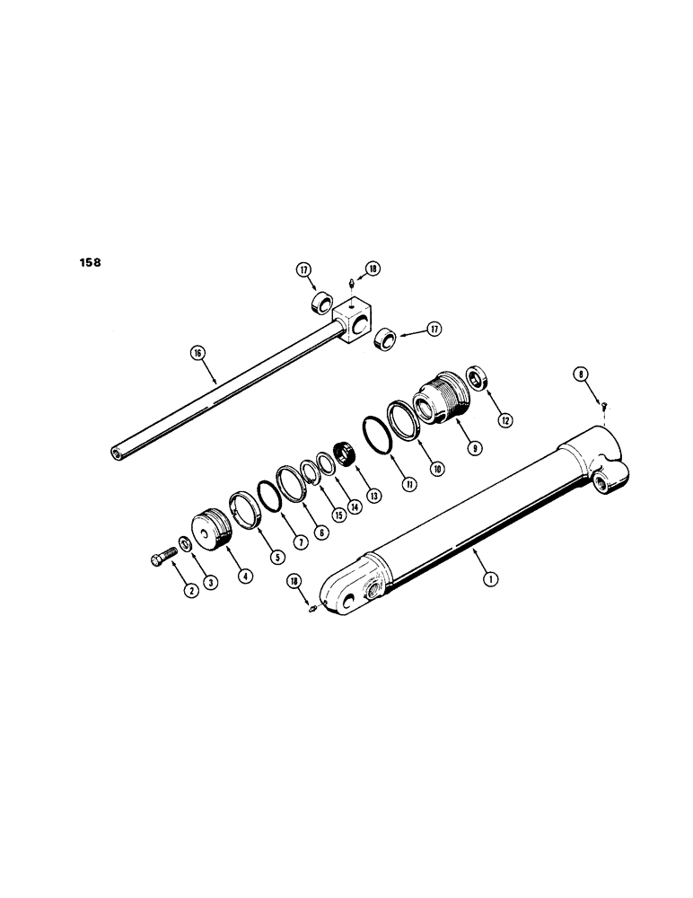 Схема запчастей Case 1830 - (158) - G34786 BUCKET TILT CYLINDER, SEE ITEMS 13 THRU 15 FOR IDENTIFICATION (35) - HYDRAULIC SYSTEMS