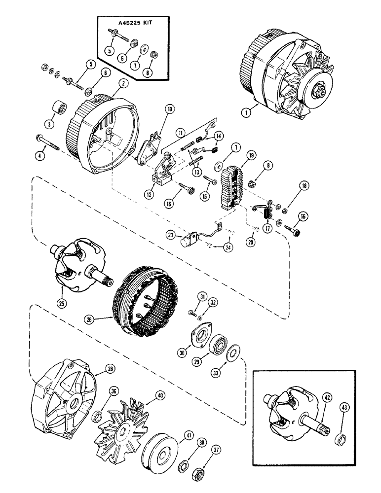 Схема запчастей Case 580B - (133A) - ALTERNATOR, DELCO-REMY (04) - ELECTRICAL SYSTEMS