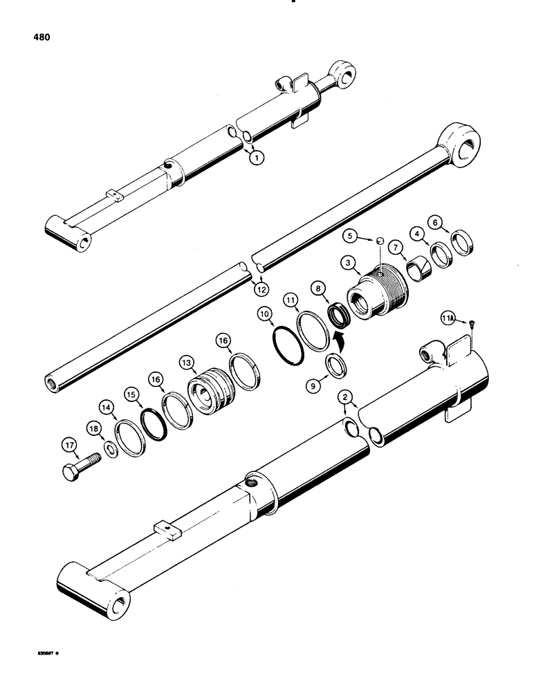 Схема запчастей Case 580SE - (480) - G101183 BACKHOE DIPPER EXTENSION CYLINDER (08) - HYDRAULICS