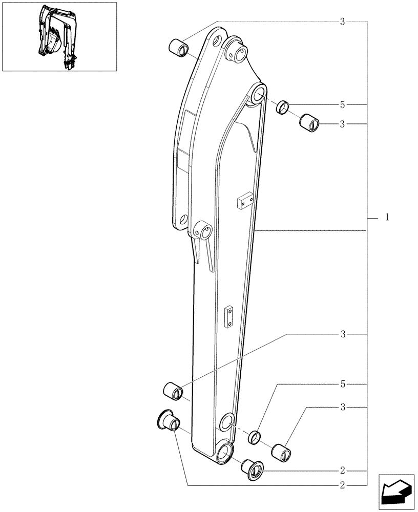 Схема запчастей Case CX16B - (5.0038[01]) - ARM (1,22M) (84) - BOOMS, DIPPERS & BUCKETS