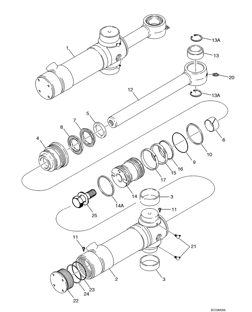 Схема запчастей Case 590SM - (08-66) - CYLINDER ASSY - BACKHOE SWING (08) - HYDRAULICS