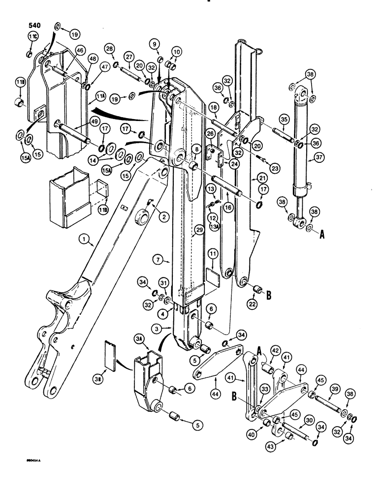 Схема запчастей Case 580E - (540) - EXTENDABLE DIPPER (09) - CHASSIS/ATTACHMENTS