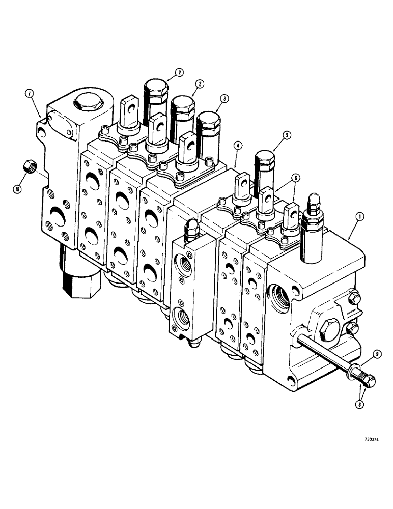 Схема запчастей Case 780 - (358) - D54703 BACKHOE CONTROL VALVE, WITHOUT POWER ASSIST FEATURE (08) - HYDRAULICS