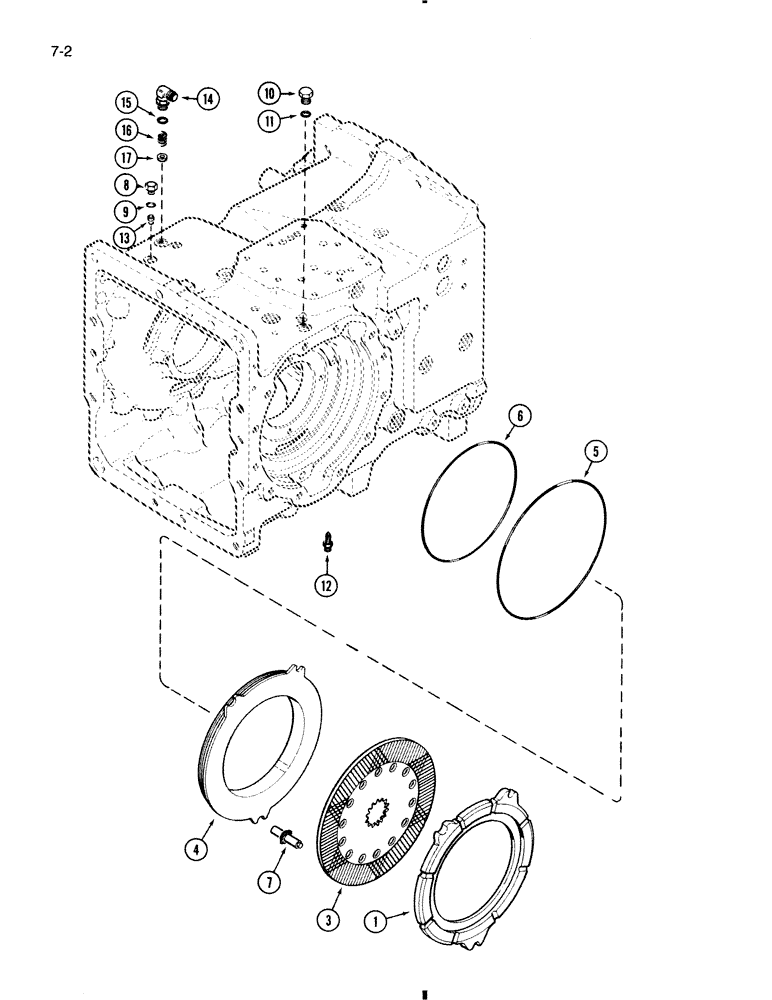 Схема запчастей Case 580K - (7-002) - DIFFERENTIAL BRAKE (07) - BRAKES