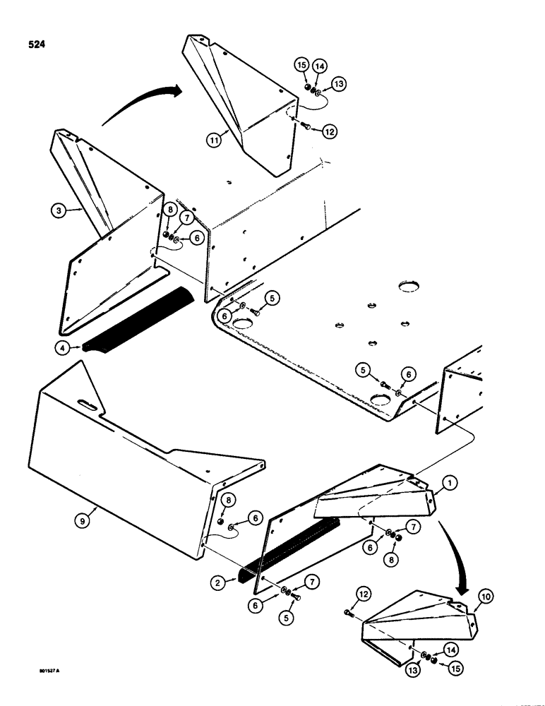 Схема запчастей Case 580SD - (524) - REAR CLOSURE PANELS, MODELS WITH CANOPY (09) - CHASSIS/ATTACHMENTS