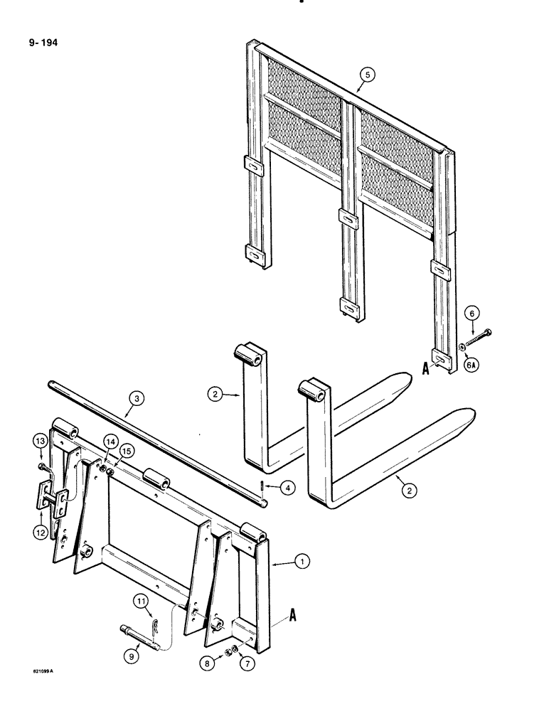 Схема запчастей Case 1835B - (9-194) - PALLET FORK AND BRICK GUARD (09) - CHASSIS/ATTACHMENTS