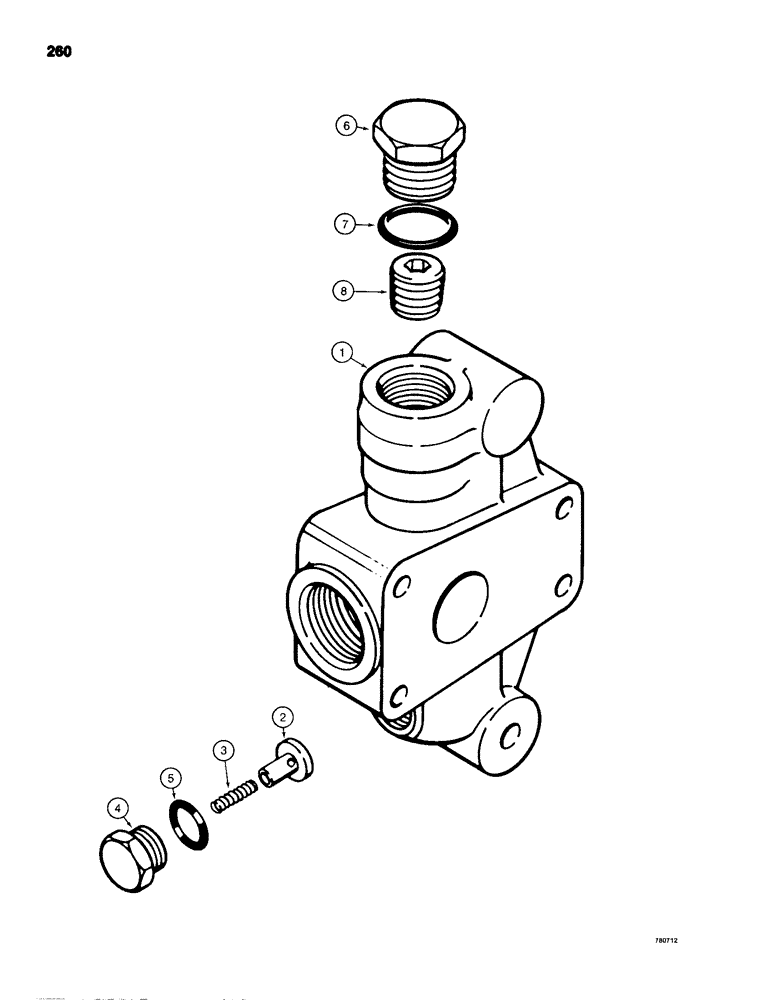 Схема запчастей Case 680H - (260) - BACKHOE CONTROL VALVE, G34895 MID-INLET SECTION (08) - HYDRAULICS