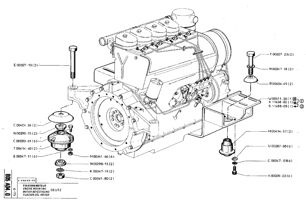 Схема запчастей Case TY45 - (B05 A04.0) - ENGINE MOUNTING - DEUTZ (01) - ENGINE