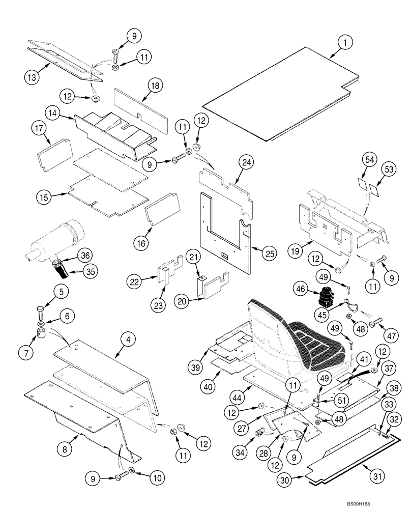 Схема запчастей Case 1845C - (09-42) - NOISE KIT (86DB EEC APPROVED) (09) - CHASSIS/ATTACHMENTS