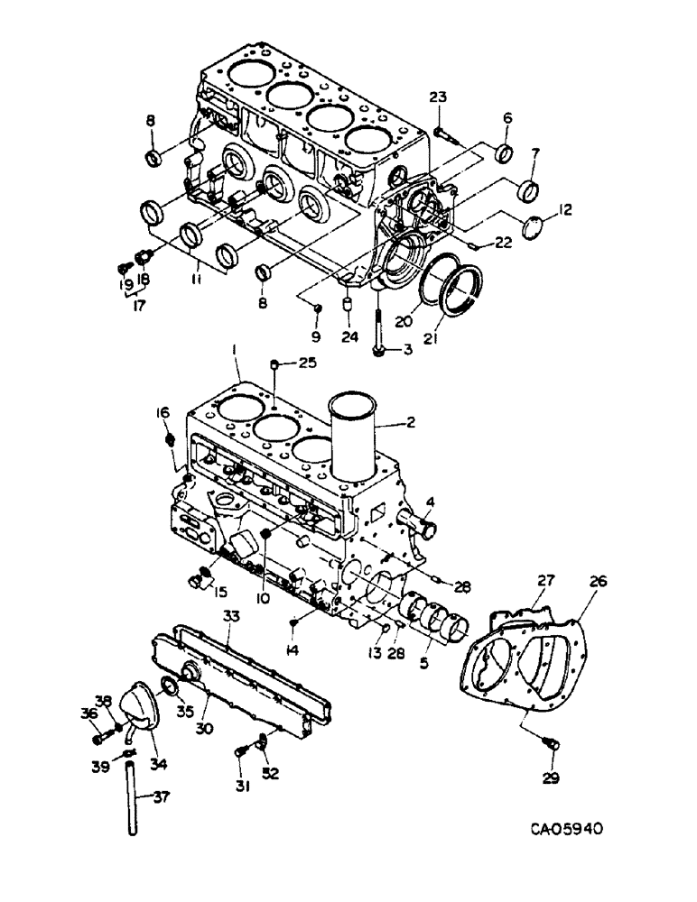 Схема запчастей Case 4155 - (12-05) - POWER, CYLINDER BLOCK (04) - Drive Train