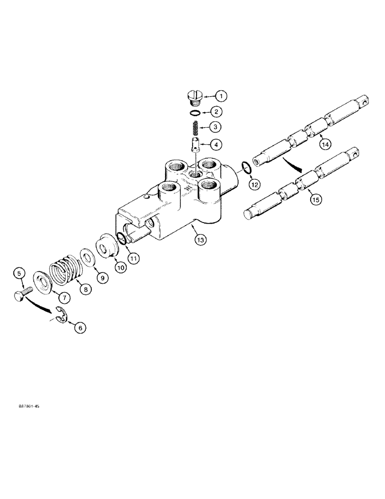 Схема запчастей Case 1818 - (8-16) - AUXILIARY HYDRAULIC CONTROL VALVE (08) - HYDRAULICS