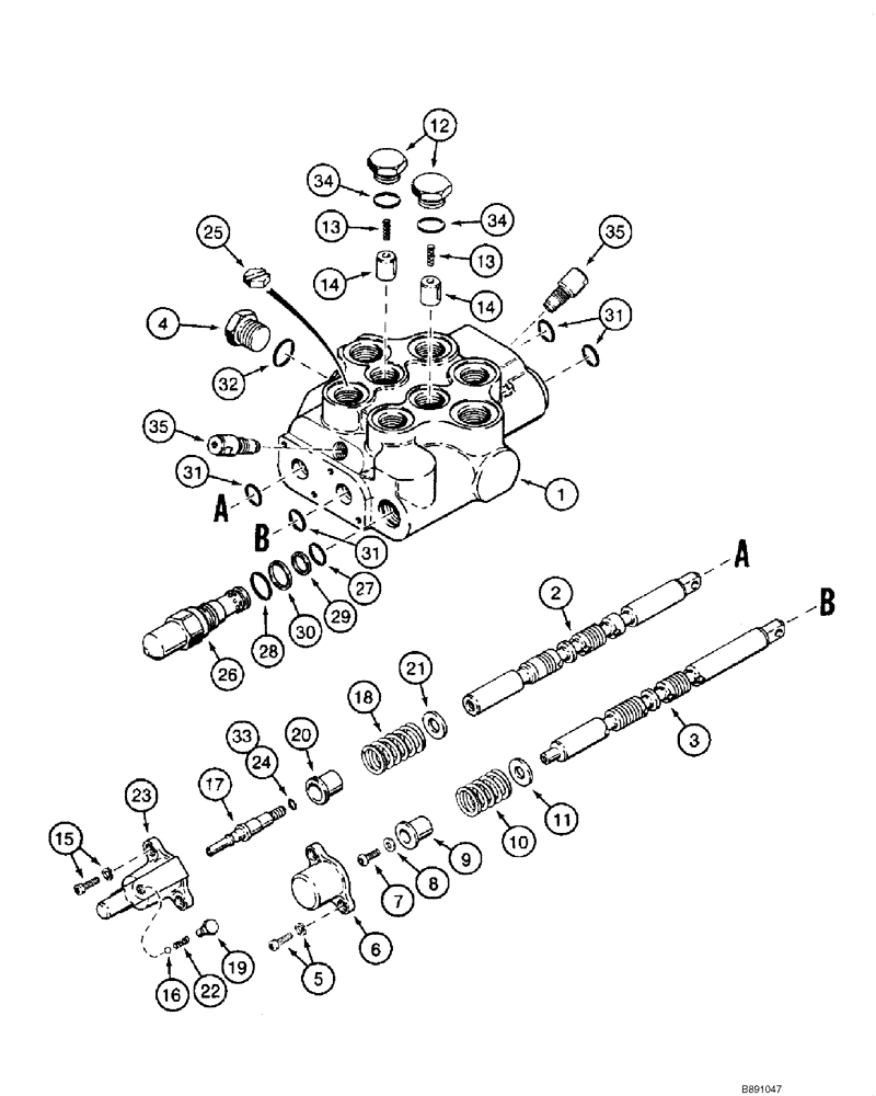 Схема запчастей Case 1845C - (08-14) - VALVE, CONTROL - LOADER, JAF0041368 - JAF0122750 (08) - HYDRAULICS