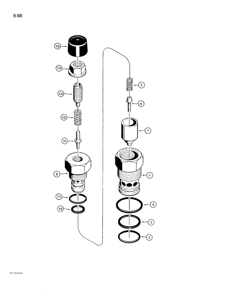 Схема запчастей Case 780D - (8-088) - BACKHOE CONTROL VALVE, ANTICAVITATION AND RELIEF VALVE (08) - HYDRAULICS