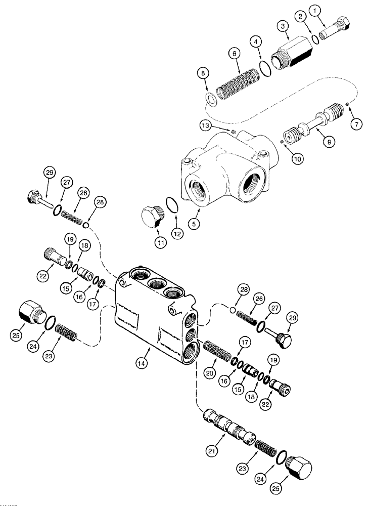 Схема запчастей Case 921B - (5-020) - FLOW CONTROL VALVE AND CUSHION VALVE (05) - STEERING