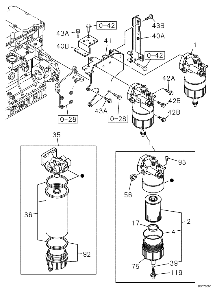 Схема запчастей Case CX470B - (03-06) - FUEL FILTER (03) - FUEL SYSTEM