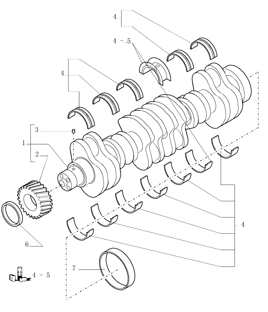 Схема запчастей Case 1850K LT - (0.080[01]) - CRANKSHAFT (01) - ENGINE