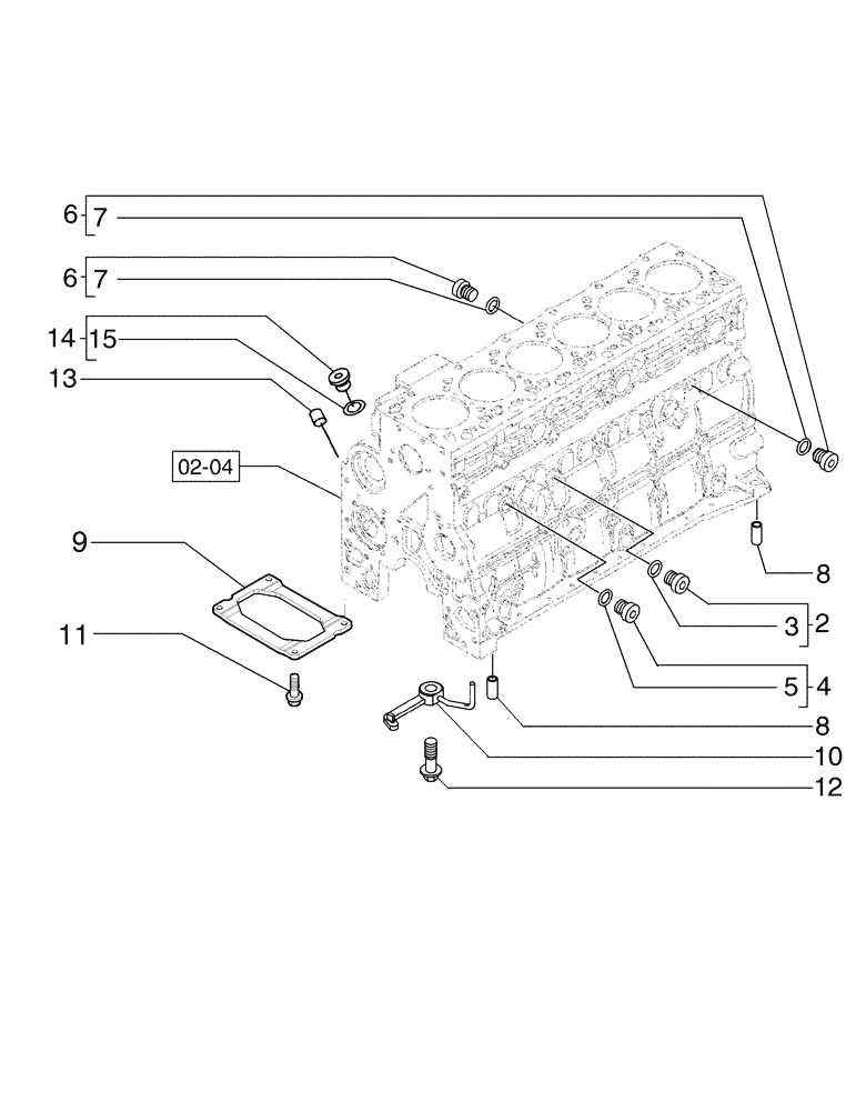 Схема запчастей Case 865B - (02-10[01]) - CYLINDER BLOCK - PLUGS AND PISTONS (02) - ENGINE