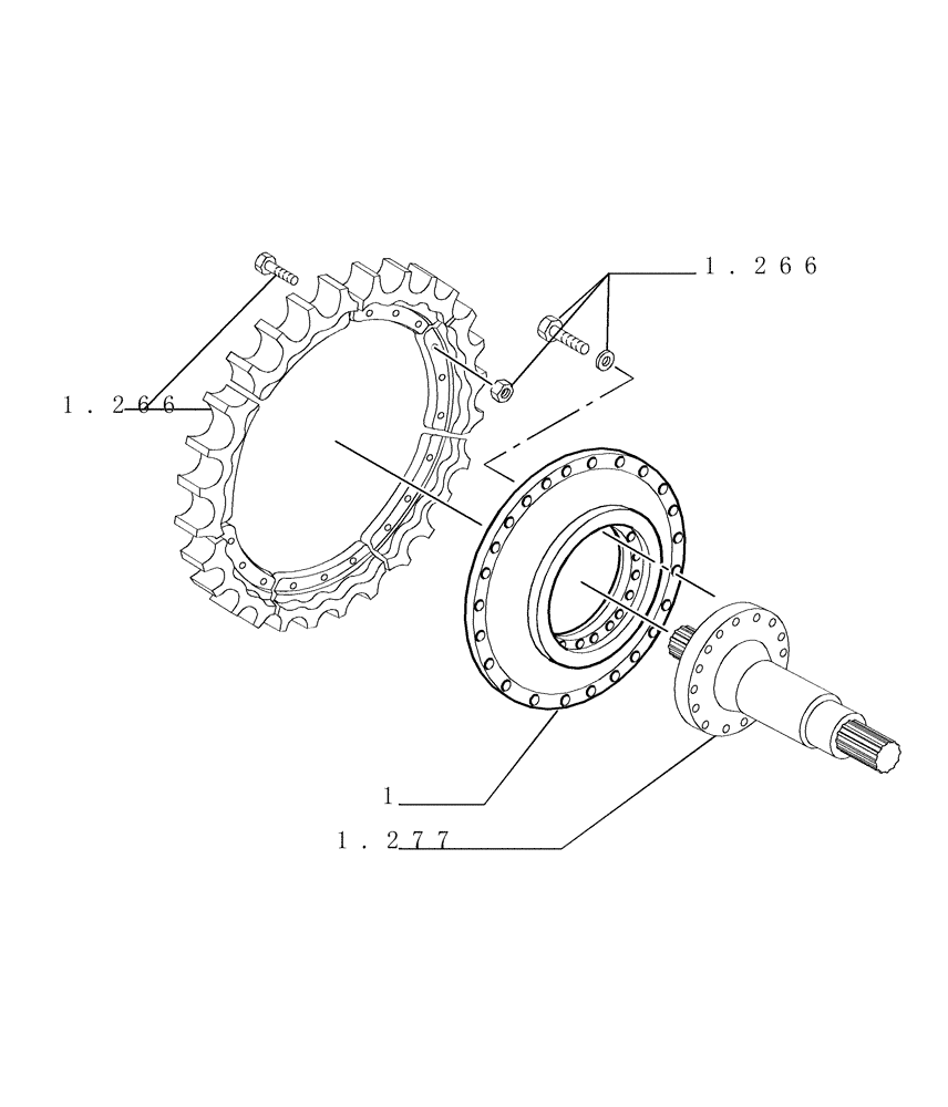 Схема запчастей Case 1850K LT - (9.341[06]) - TRACK FRAME - 8 ROLLERS - OPTIONAL CODE 76078108 (19) - OPTIONS