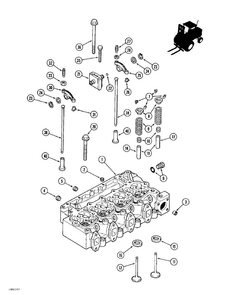 Схема запчастей Case 586E - (2-28) - VALVE MECHANISM, PRIOR TO P.I.N. JJG0251722, 4-390 ENGINE (02) - ENGINE