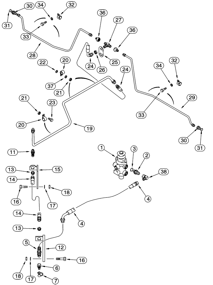 Схема запчастей Case 721C - (07-07) - HYDRAULICS - BRAKE, MAIN (07) - BRAKES