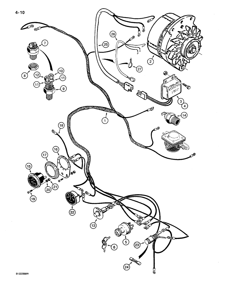 Схема запчастей Case MAXI-SNEAKER C - (4-10) - MAIN WIRING HARNESS AND CONNECTIONS, USED ON MODELS PRIOR TO P.I.N. JAF0021856 (04) - ELECTRICAL SYSTEMS