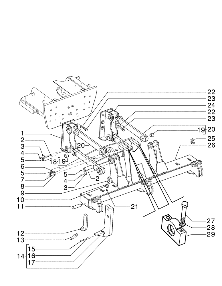 Схема запчастей Case 845B - (09-24[01]) - RIPPER TOOL BAR AND LINKAGE - MEDIUM - 3-TOOTH (09) - CHASSIS/ATTACHMENTS