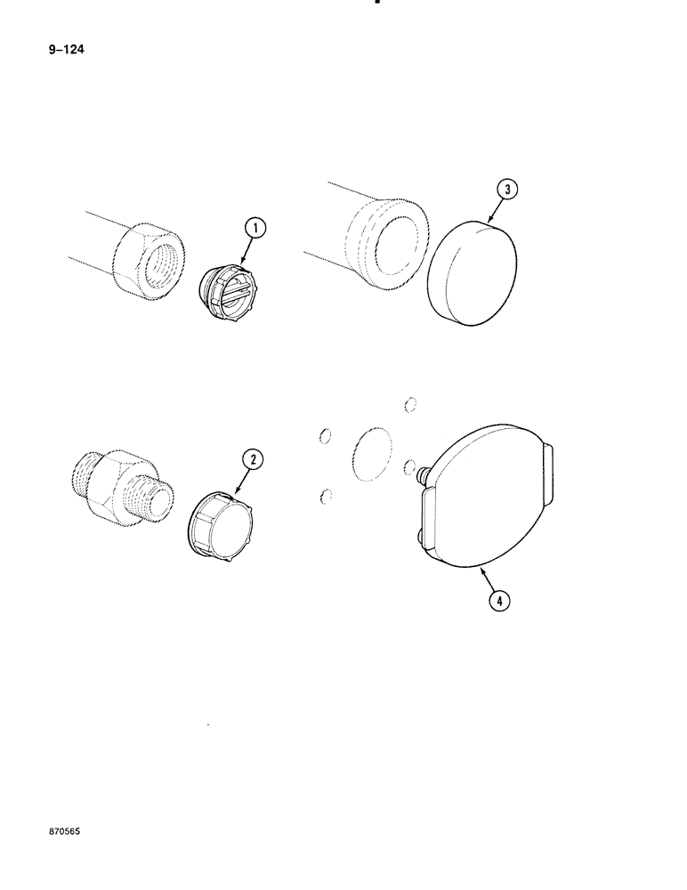 Схема запчастей Case 888 - (9-124) - HYDRAULIC SYSTEM PROTECTIVE PLUGS AND CAPS (09) - CHASSIS