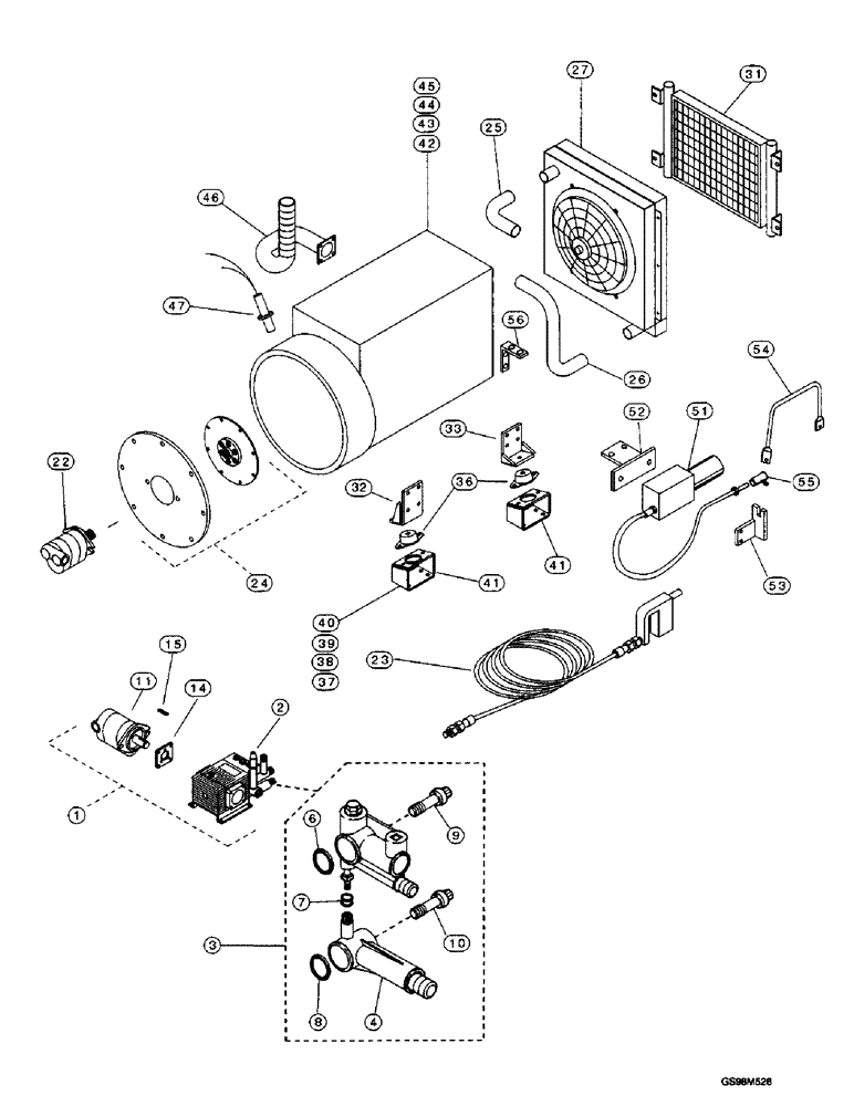 Схема запчастей Case 200TX - (9-26) - ENGINE, WATER PUMP AND HYDRAULIC PUMP 