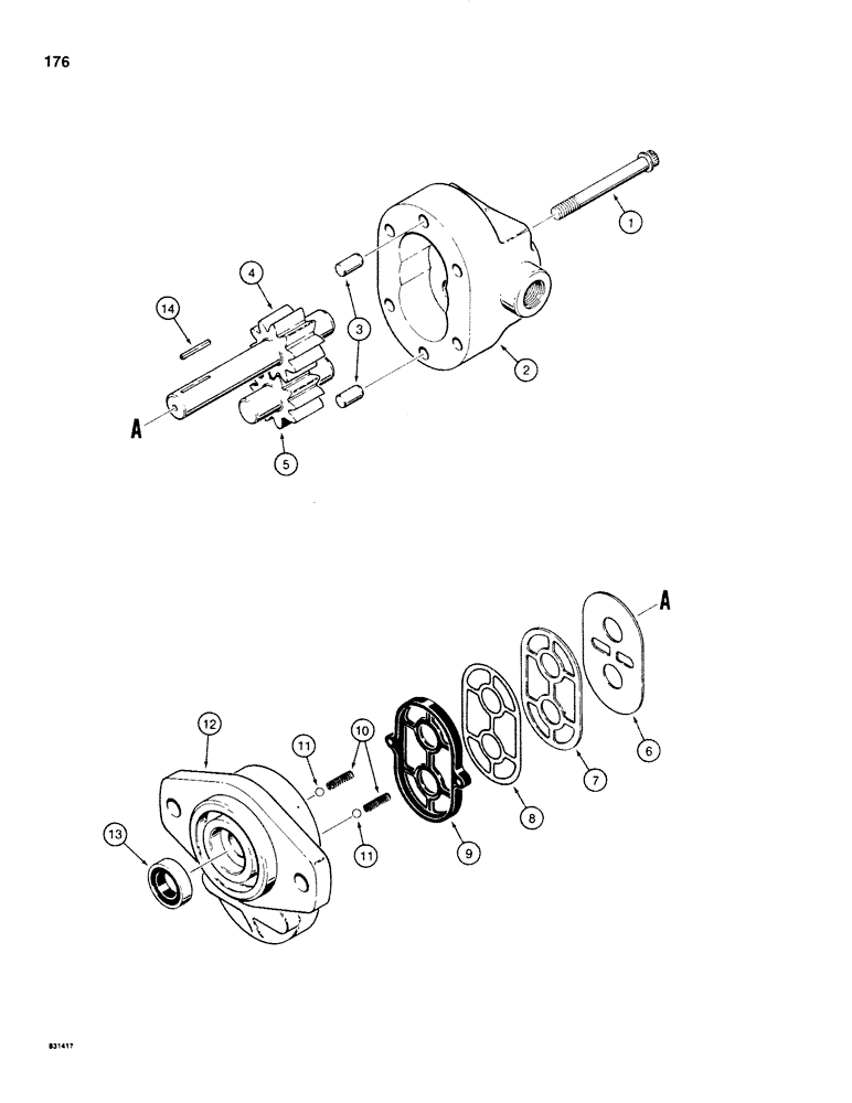 Схема запчастей Case SD100 - (176) - H554899 AND H558734 HYDRAULIC PUMP (35) - HYDRAULIC SYSTEMS