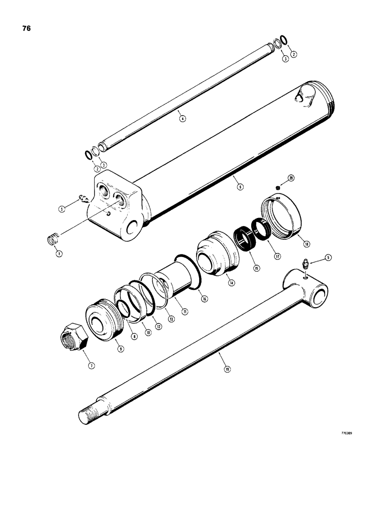 Схема запчастей Case D130 - (7-076) - H623637 BOOM, DIPPER ARM, AND BUCKET CYLINDER, LANTEX NO. 3358-BL 