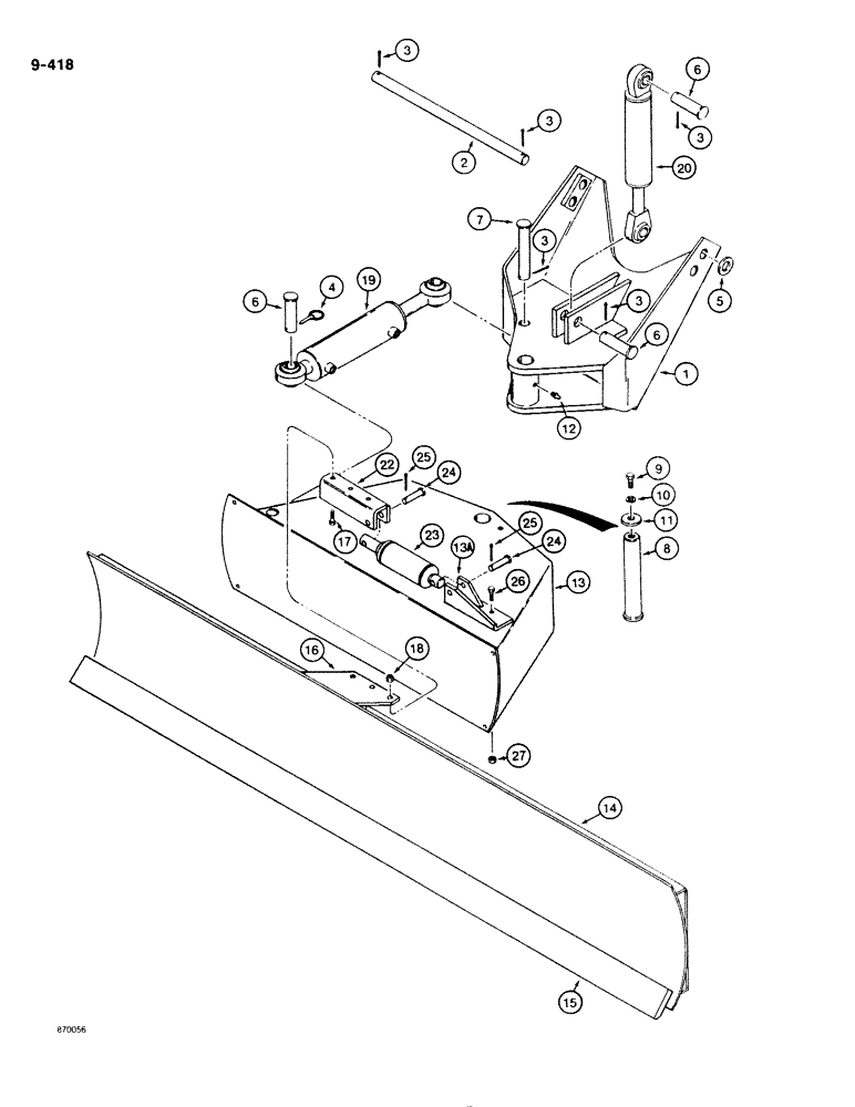 Схема запчастей Case DH4B - (9-418) - 6-WAY BACKFILL BLADE AND MOUNTING, PIN 1242820 AND AFTER (09) - CHASSIS/ATTACHMENTS