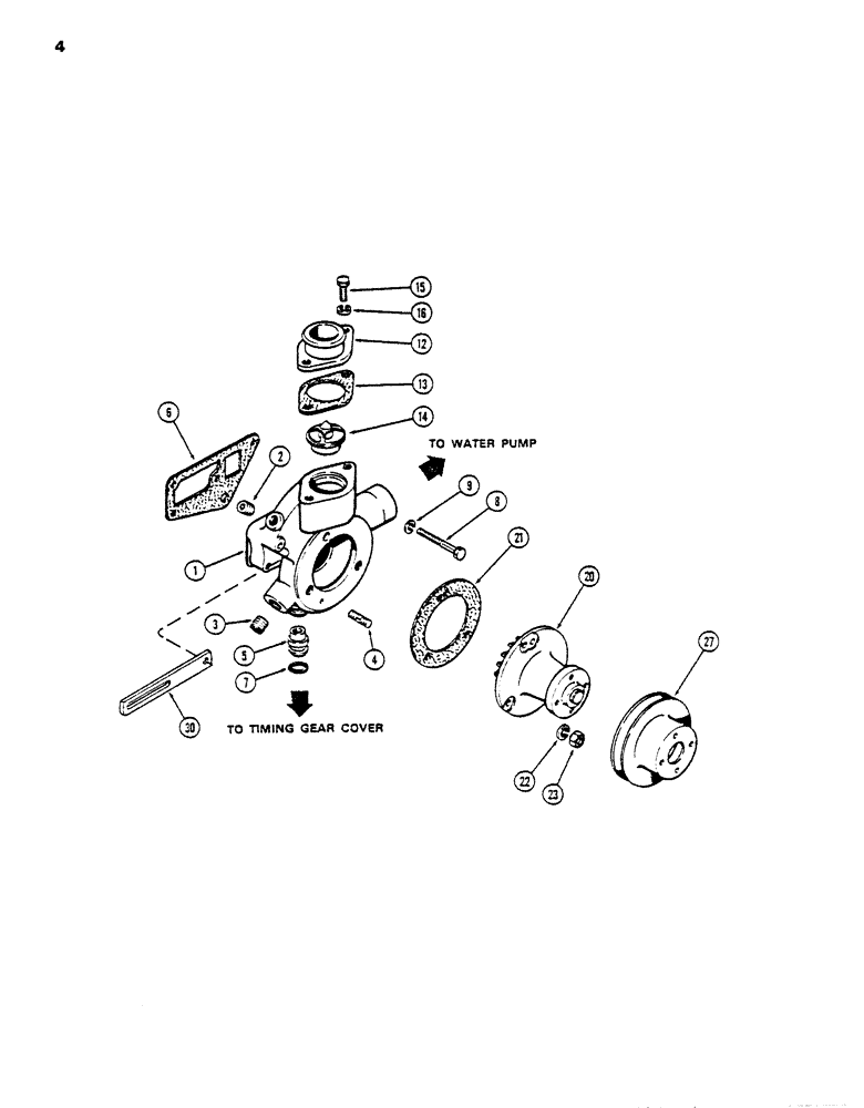 Схема запчастей Case DH5 - (04) - WATER PUMP (10) - ENGINE