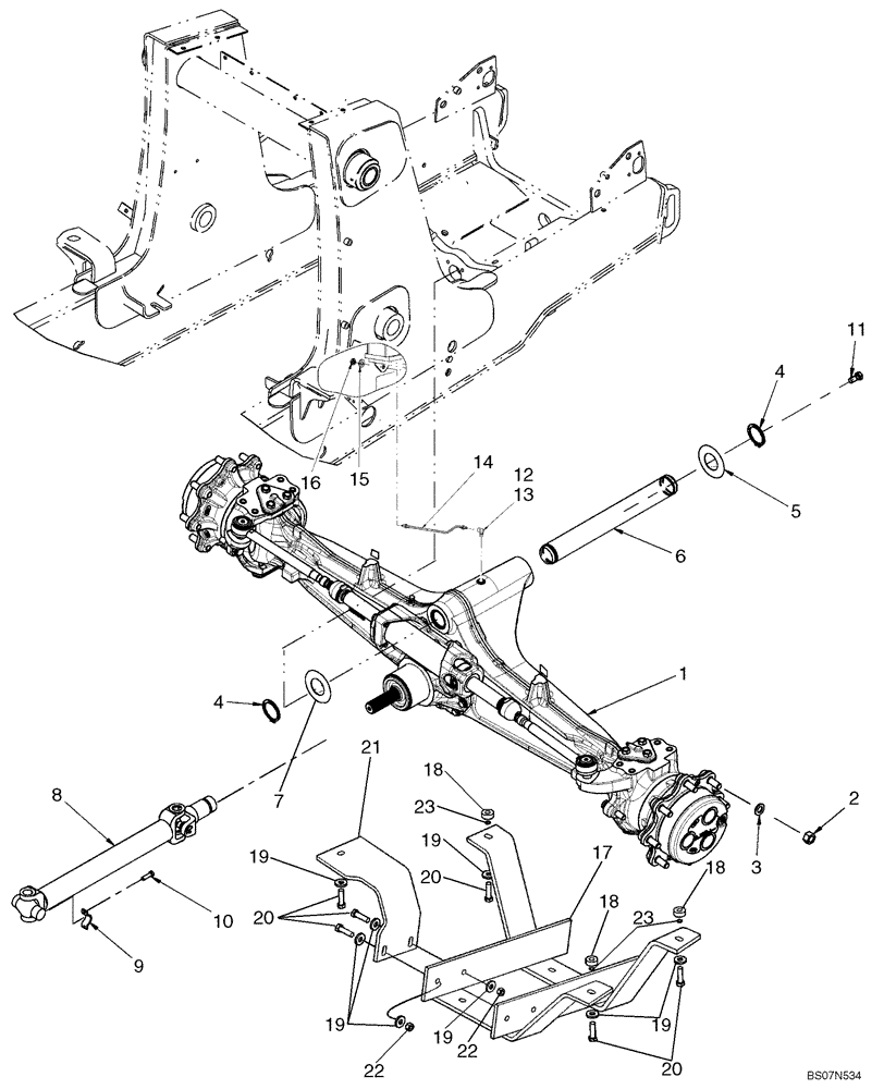 Схема запчастей Case 590SM - (06-01) - AXLE, FRONT DRIVE - MOUNTING (06) - POWER TRAIN