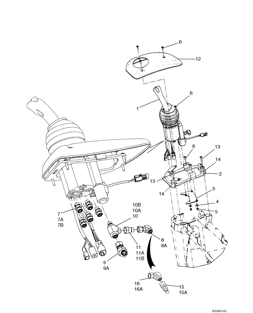 Схема запчастей Case 821E - (08-18) - LOADER CONTROL - JOYSTICK CONTROL MOUNTING (08) - HYDRAULICS