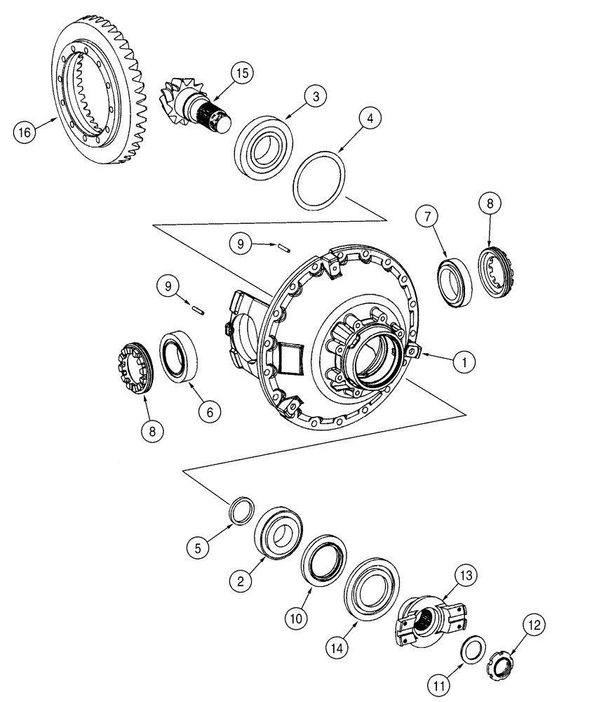 Схема запчастей Case 921C - (06-29) - AXLE, FRONT - DIFFERENTIAL CARRIER JEE0123252- (06) - POWER TRAIN