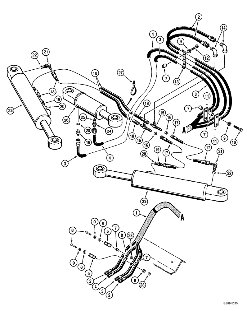 Схема запчастей Case 1150H_IND - (08-10) - HYDRAULICS - TILT AND ANGLE CIRCUITS (08) - HYDRAULICS