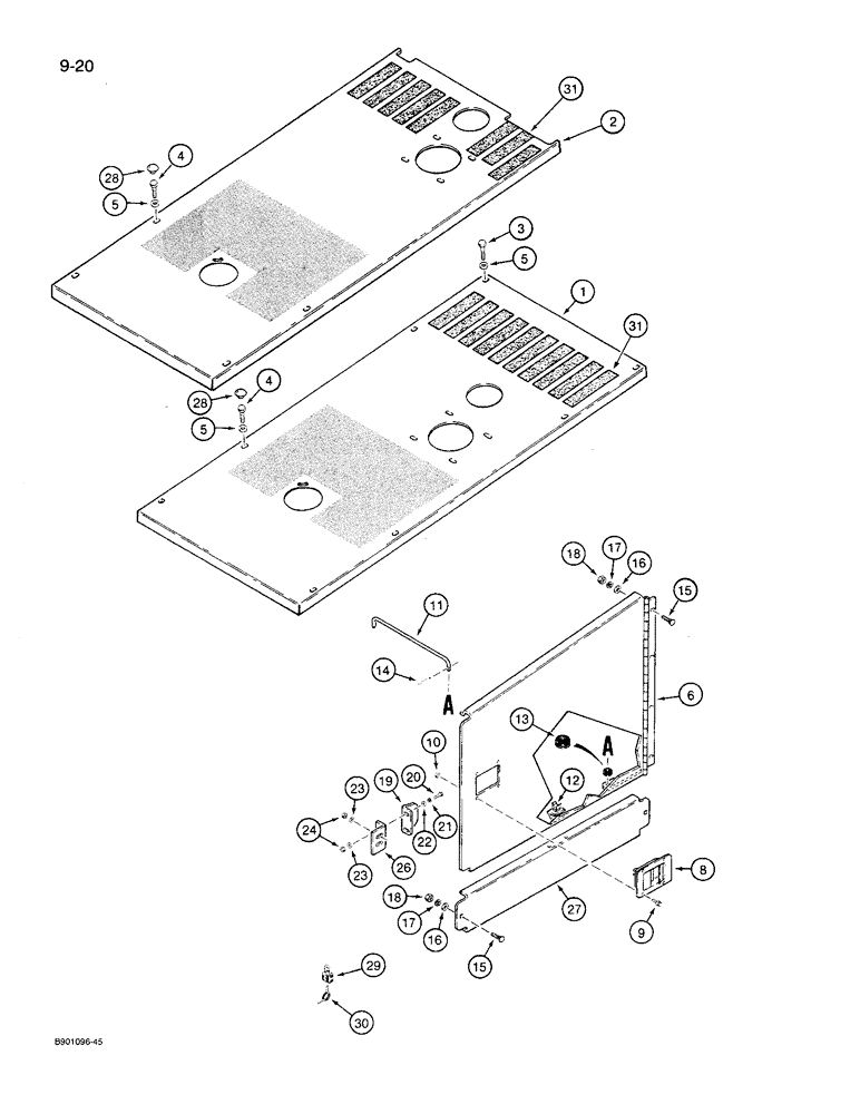 Схема запчастей Case 621 - (9-20) - HOOD AND SIDE DOORS (09) - CHASSIS/ATTACHMENTS